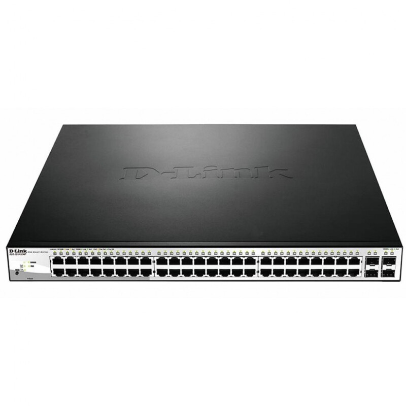 Комутатор D-Link DGS-1210-52MP (48x1GE PoE, 4xSFP Smart)