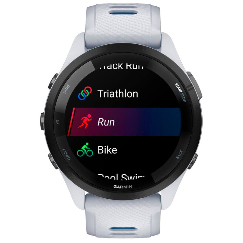 Смарт-часы Garmin Forerunner 265 Black Bezel with Whitestone Case and Whitestone/Tidal Blue Silicone Band (010-02810-11)