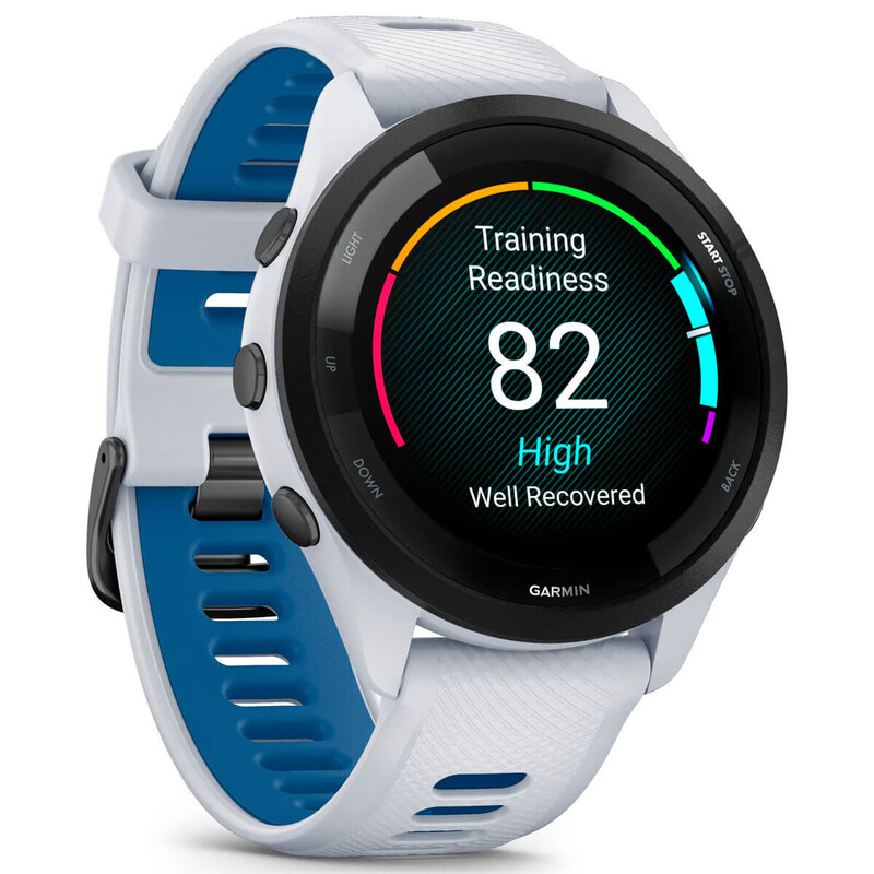 Смарт-часы Garmin Forerunner 265 Black Bezel with Whitestone Case and Whitestone/Tidal Blue Silicone Band (010-02810-11)