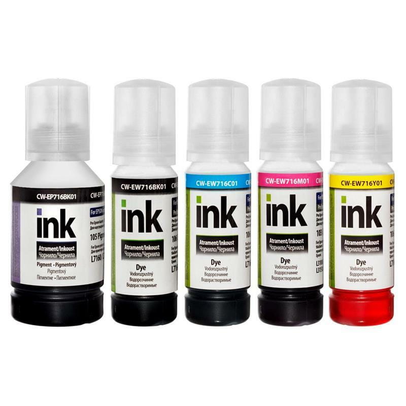 Комплект чернил ColorWay Epson L-7160/7180 BKP/BK/С/M/Y (CW-EP716/EW716SET01) 140мл+4*70мл
