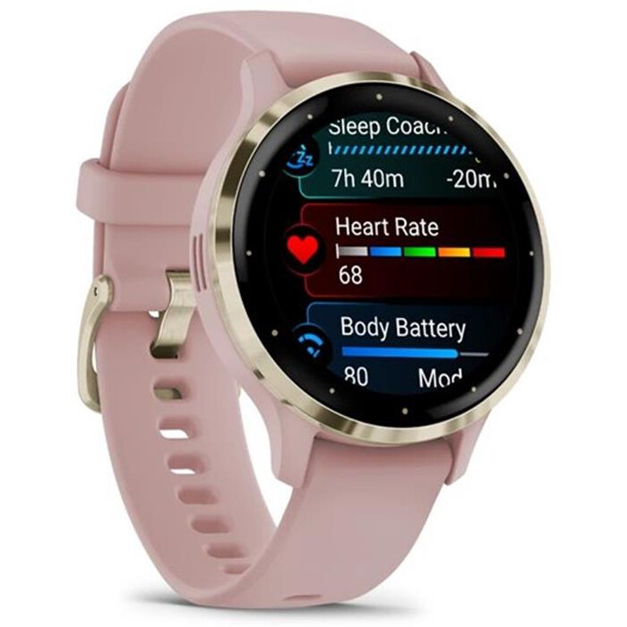 Смарт-годинник Garmin Venu 3s Soft Gold Stainless Steel Bezel with Dust Rose Case and Silicone Band (010-02785-03)