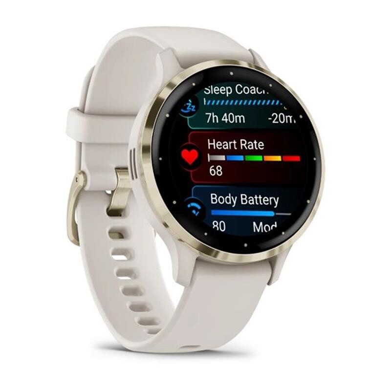 Смарт-годинник Garmin Venu 3s Soft Gold Stainless Steel Bezel with Ivory Case and Silicone Band (010-02785-04)