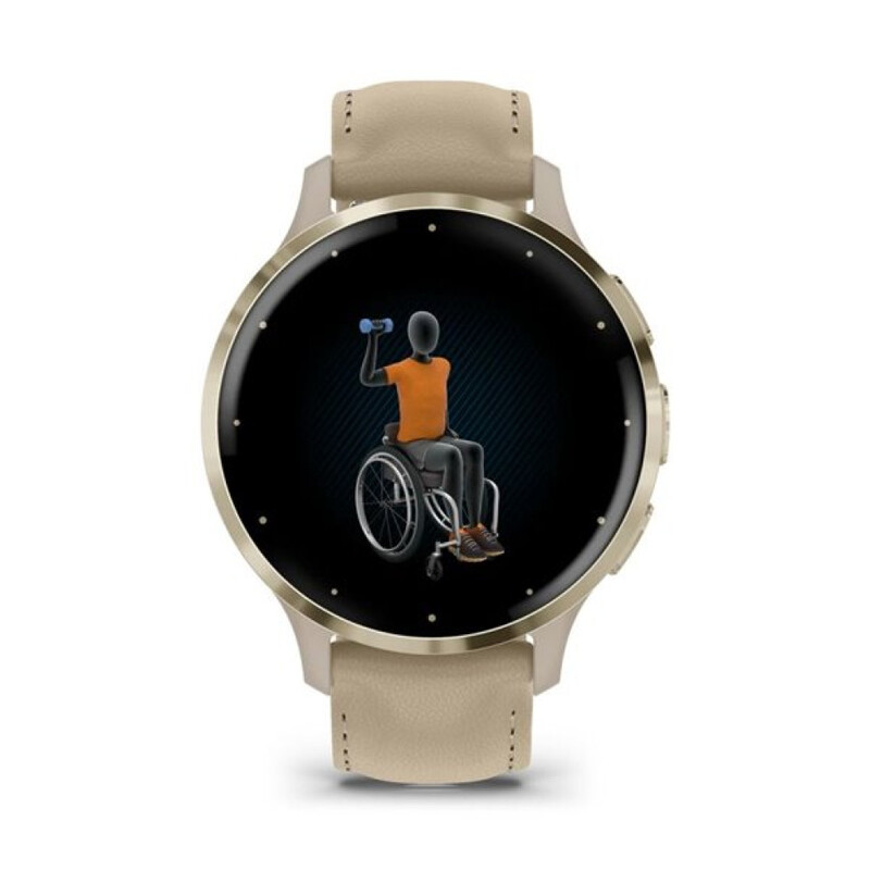 Смарт-годинник Garmin Venu 3S Soft Gold Stainless Steel Bezel with French Gray Case and Leather Band (010-02785-55)