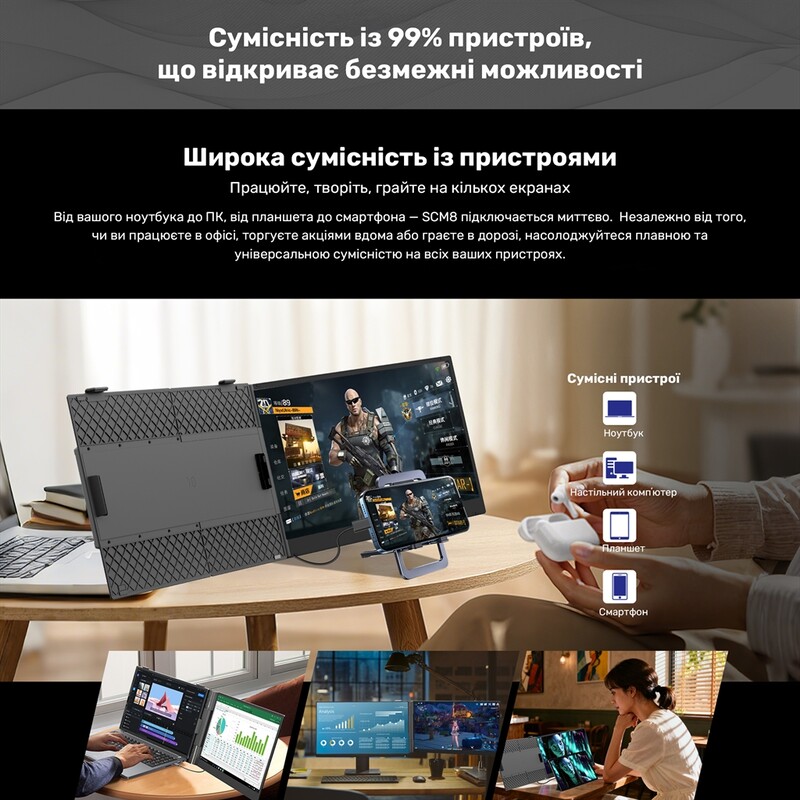 Монітор портативний Blackview 15.3" SCM8 Single Screen (BVSCM8) IPS Grey