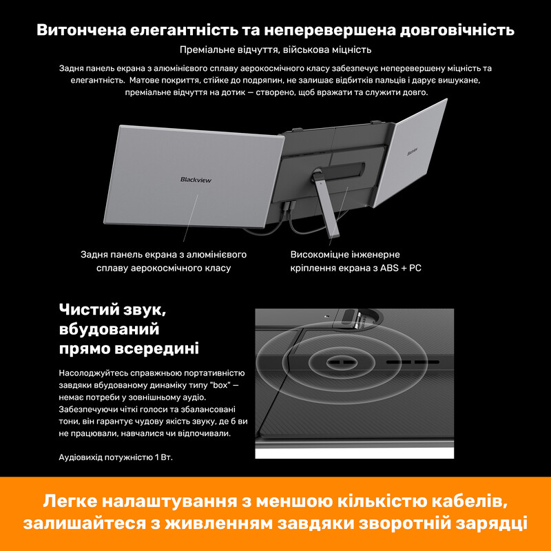 Монітор портативний Blackview 15.3" DCM8 Dual Screen (BVDCM8) IPS Grey
