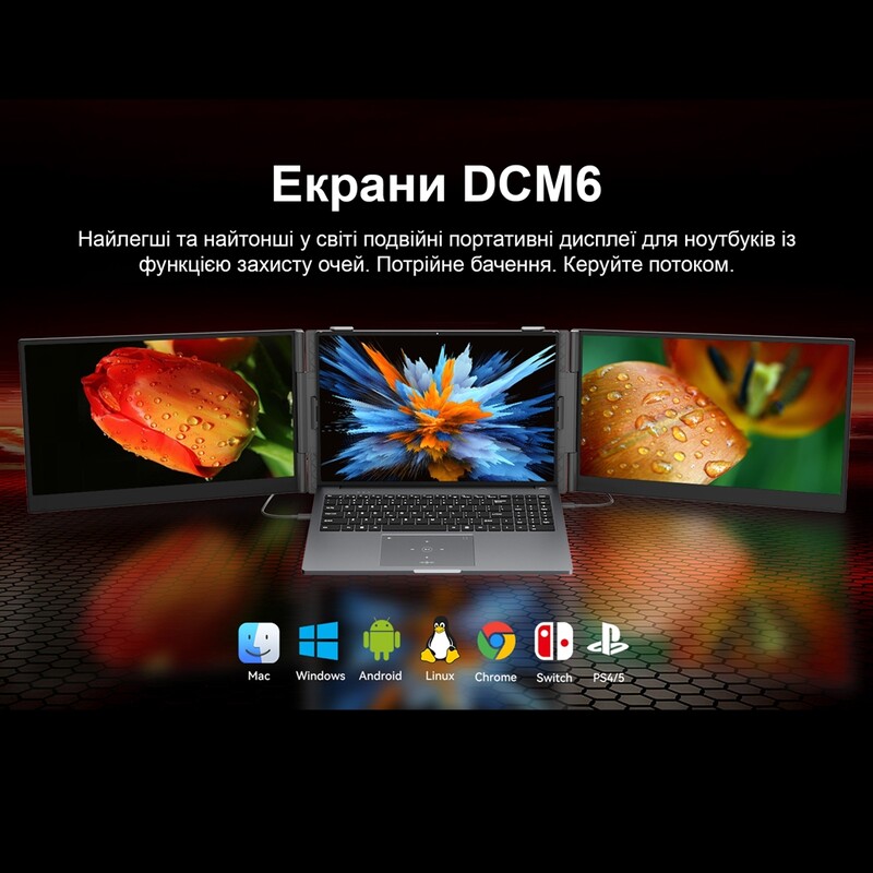 Монитор портативный Blackview 14" DCM6 Dual Screen (BVDCM6) IPS Grey