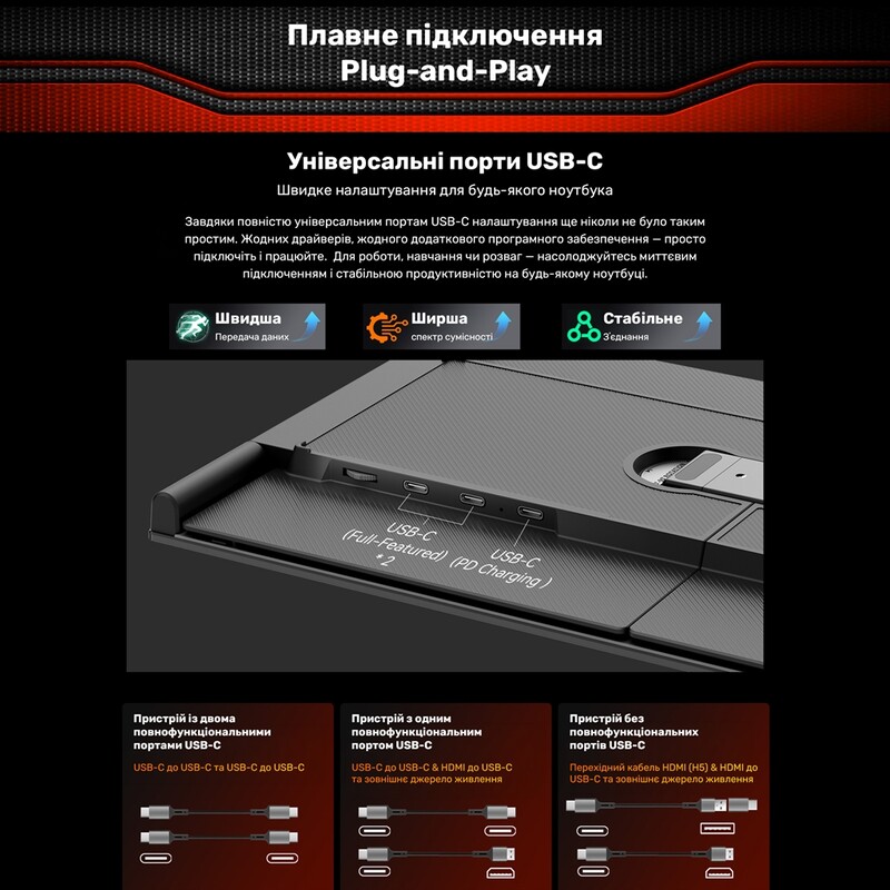 Монитор портативный Blackview 14" DCM6 Dual Screen (BVDCM6) IPS Grey