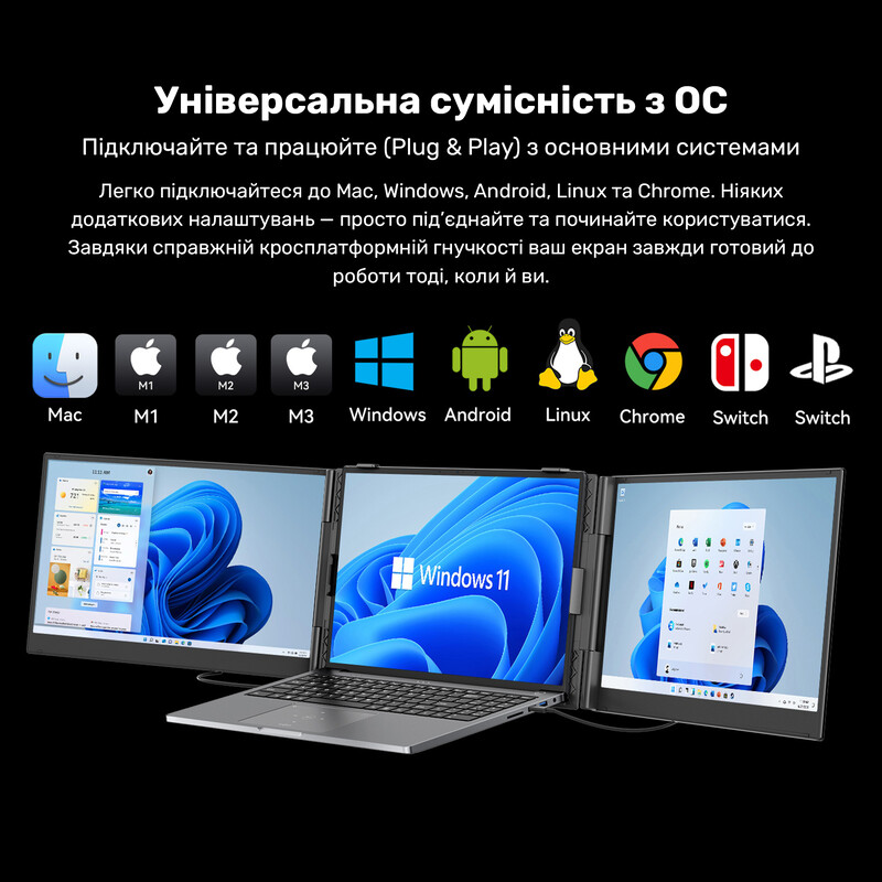 Монитор портативный Blackview 14" DCM6 Dual Screen (BVDCM6) IPS Grey