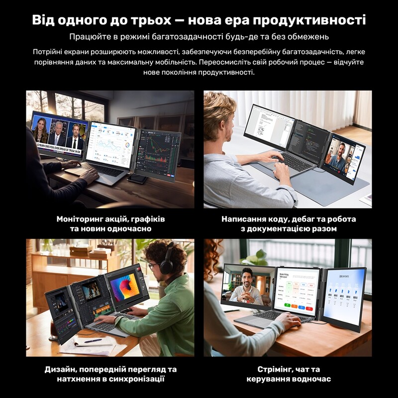 Монитор портативный Blackview 14" DCM6 Dual Screen (BVDCM6) IPS Grey