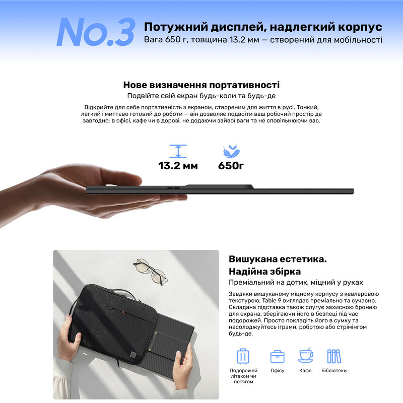 Монітор портативний Blackview 16" Table 9 (BVTABLE9) IPS Black