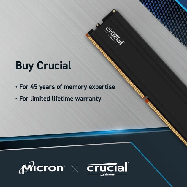 Модуль памяти DDR5 32GB/6000 Crucial Pro Overclocking (CP32G60C40U5BT)