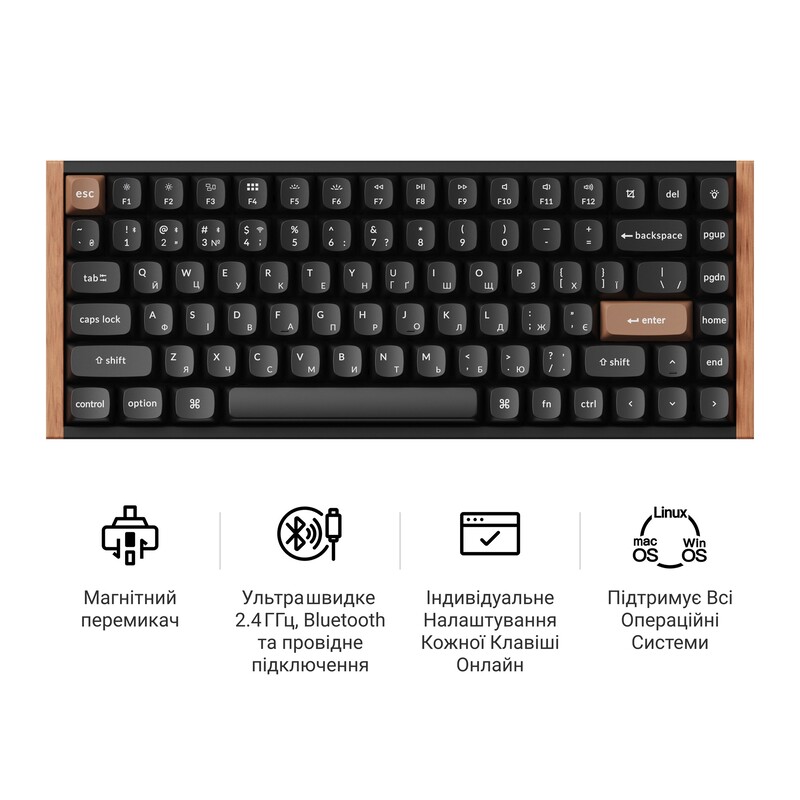 Клавиатура беспроводная Keychron K2 HE Magnetic Switch Black RGB (K2H-F1-UA)