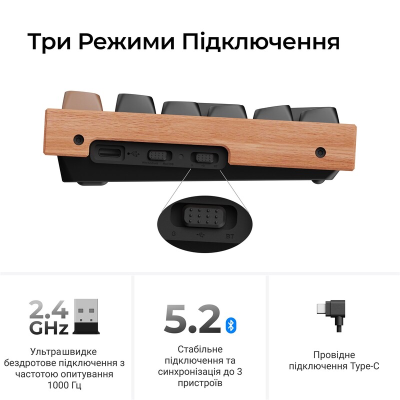 Клавиатура беспроводная Keychron K2 HE Magnetic Switch Black RGB (K2H-F1-UA)