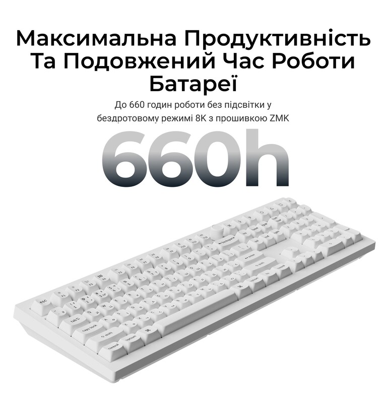 Клавіатура бездротова Keychron V6 Ultra Keychron Red Switch White RGB (V6U-F1-UA)