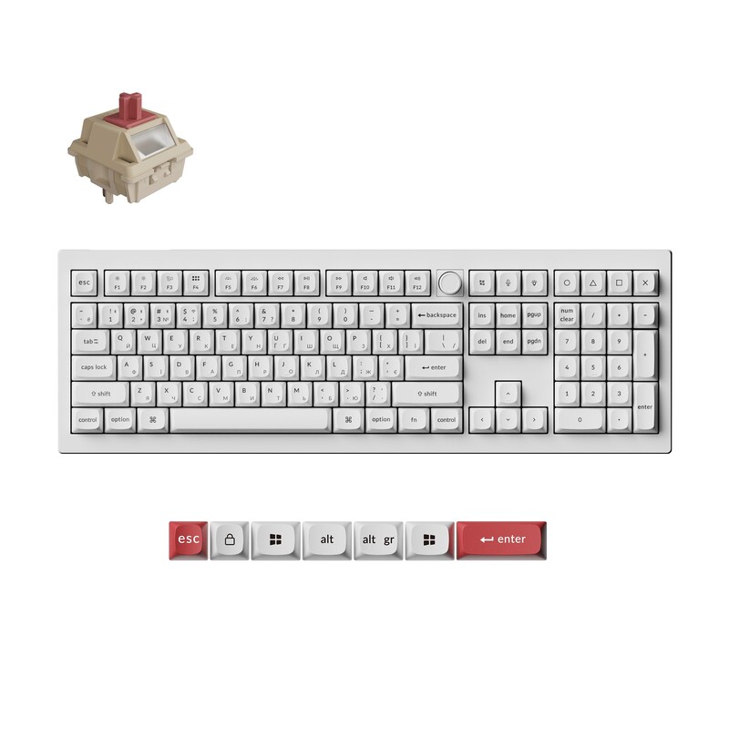 Клавіатура бездротова Keychron V6 Ultra Keychron Red Switch White RGB (V6U-F1-UA)