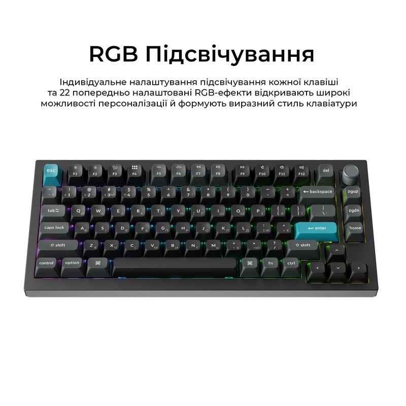 Клавіатура бездротова Keychron Q1 Ultra Keychron Red Switch Black RGB (Q1U-M1-UA)