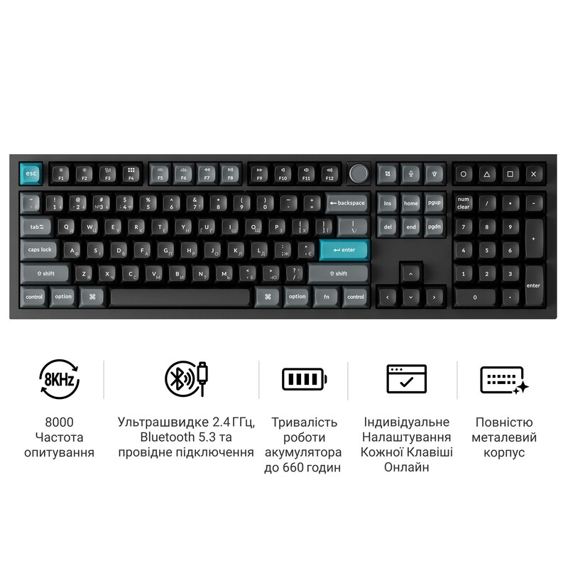 Клавиатура беспроводная Keychron Q6 Ultra Keychron Red Switch Black RGB (Q6U-M1-UA)
