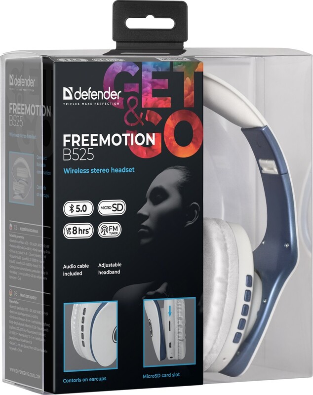 Bluetooth-гарнитура Defender FreeMotion B525 White/Blue (63526)