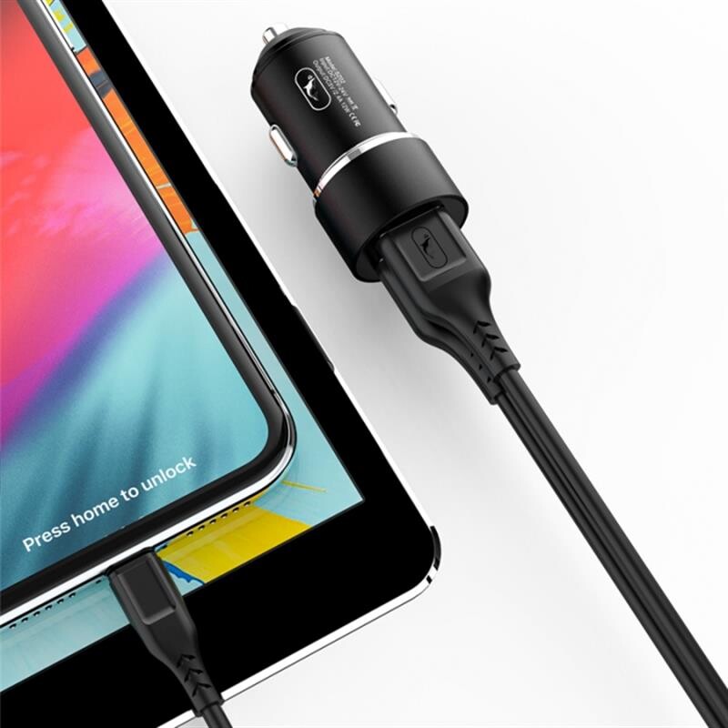 Автомобільний зарядний пристрій SkyDolphin SZ02V Aluminium (2USB, 2.4A) Black (AZP-000073) + кабель microUSB_бн