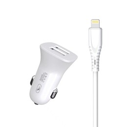 Автомобільний зарядний пристрій SkyDolphin SZ09L (2USB, 3.4A) White (AZP-000108) + кабель Lightning_бн