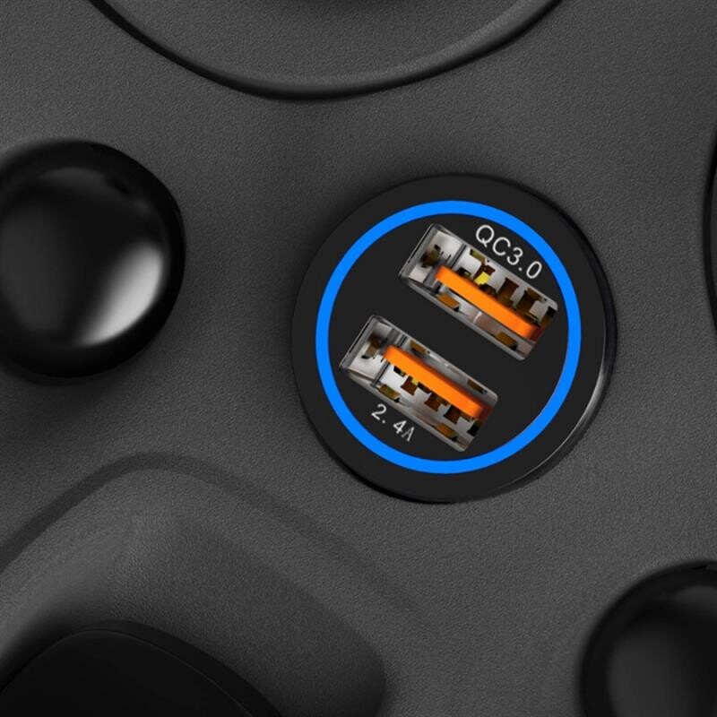 Автомобільний зарядний пристрій SkyDolphin SZ15 Aluminium QC3.0 (2USB, 2.4A) Black (AZP-000087)_бн
