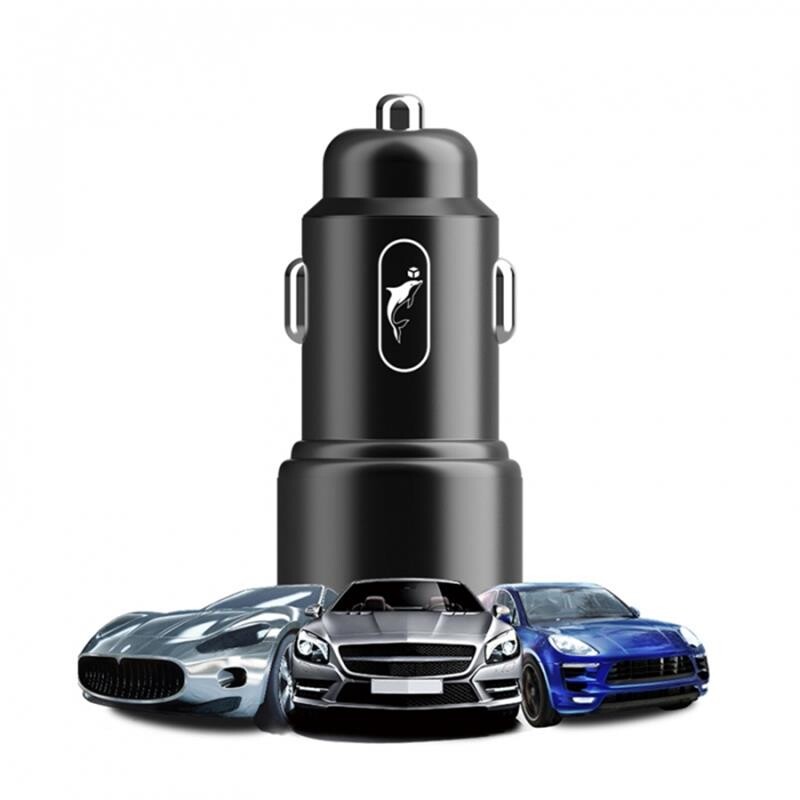 Автомобільний зарядний пристрій SkyDolphin SZ15 Aluminium QC3.0 (2USB, 2.4A) Black (AZP-000087)_бн