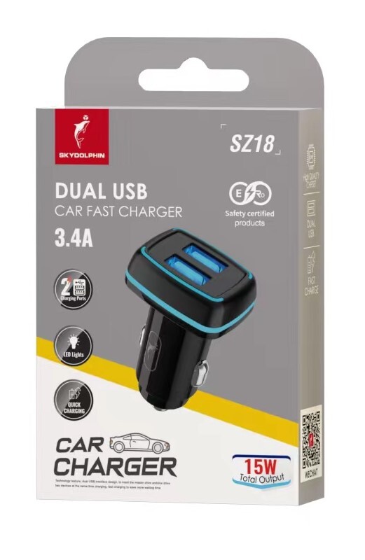 Автомобільний зарядний пристрій SkyDolphin SZ18 (2USB, 3.4A) Black (AZP-000098)_бн