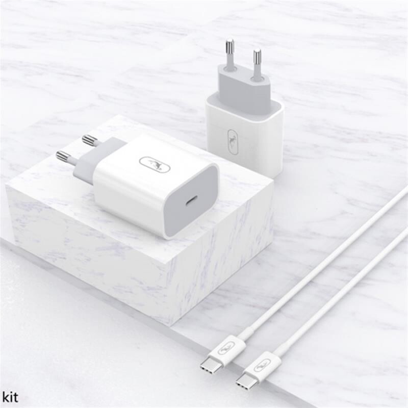 Зарядний пристрій SkyDolphin SC18EL PD2.0 (1USB-С, 3A) White (MZP-000156) + кабель Lightning_бн