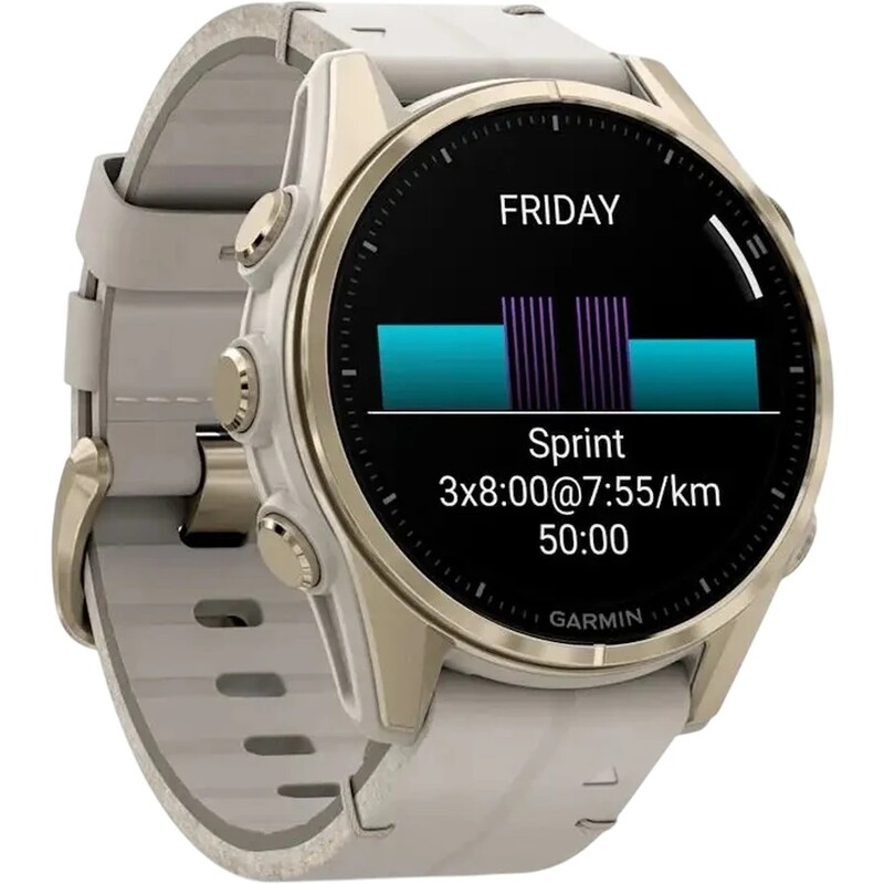 Смарт-часы Garmin Fenix 8 43mm AMOLED Sapphire Soft Gold with Limestone Leather Band (010-02903-40)