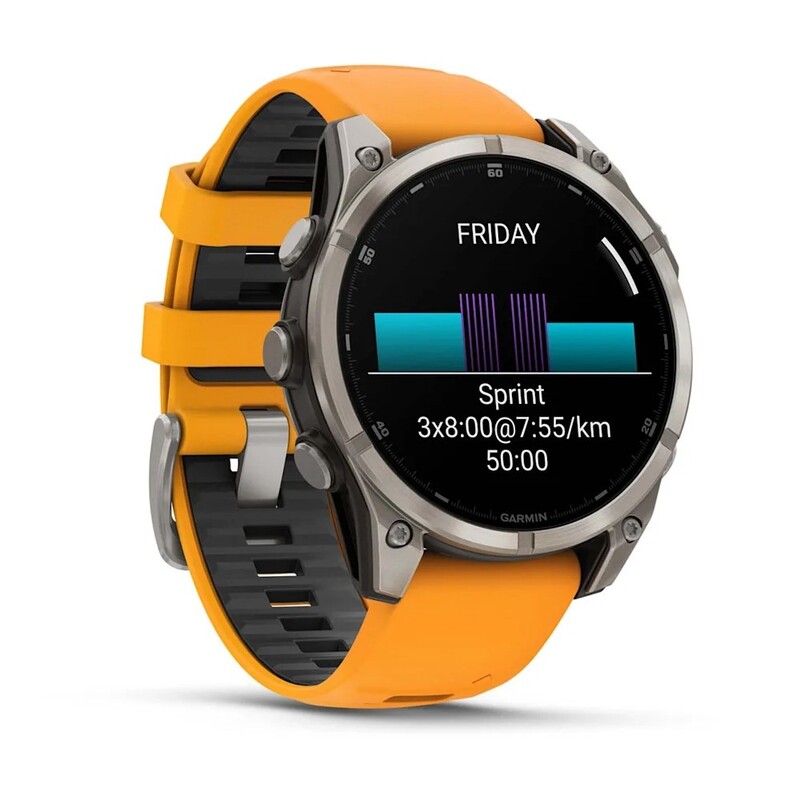 Смарт-часы Garmin Fenix 8 47mm AMOLED Sapphire Titanium with Spark Orange/Graphite Silicone Band (010-02904-11)