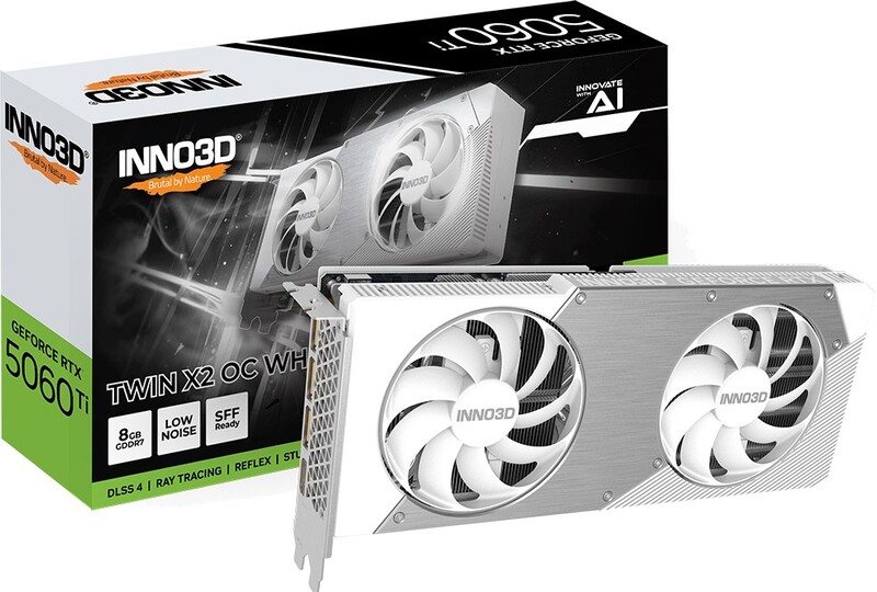 Вiдеокарта GF RTX 5060 Ti 8GB GDDR7 Twin X2 OC White Inno3D (N506T2-08D7X-193075W)