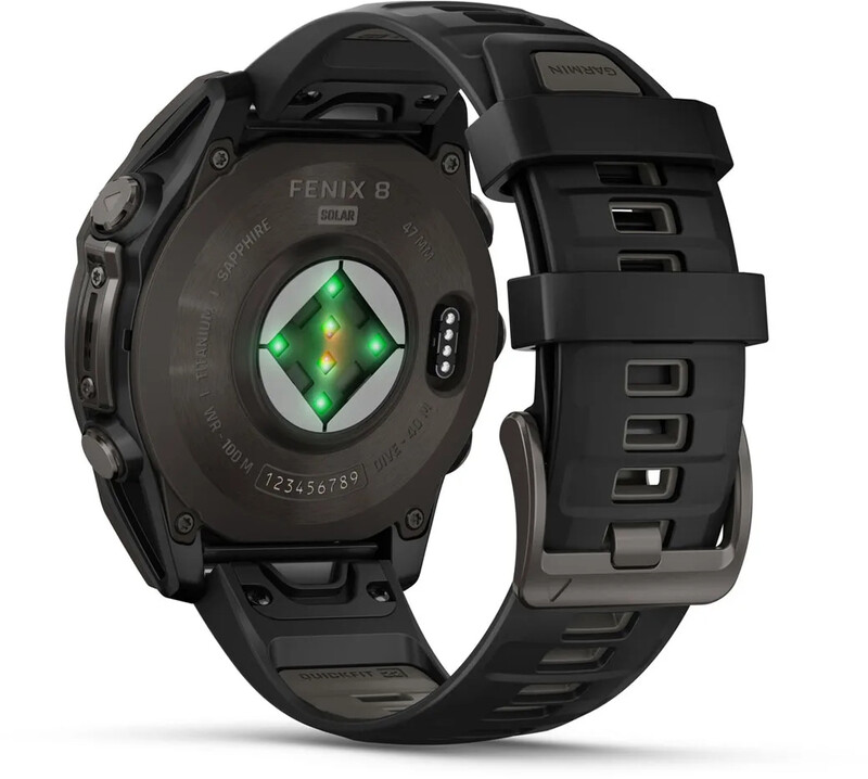 Смарт-годинник Garmin Fenix 8 47mm Sapphire Solar Carbon Gray DLC Titanium with Black and Pebble Grey Silicone Band (010-02906-11)