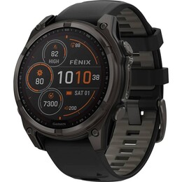 Смарт-годинник Garmin Fenix 8 47mm Sapphire Solar Carbon Gray DLC Titanium with Black and Pebble Grey Silicone Band (010-02906-11)