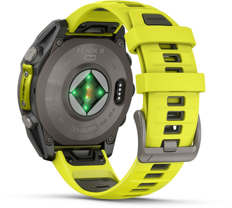 Смарт-годинник Garmin Fenix 8 47mm Sapphire Solar Titanium with Amp Yellow/Graphite Silicone Band (010-02906-21)