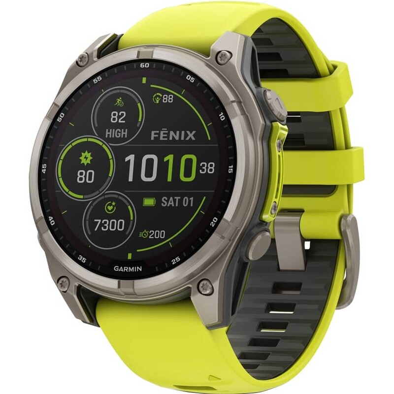 Смарт-годинник Garmin Fenix 8 47mm Sapphire Solar Titanium with Amp Yellow/Graphite Silicone Band (010-02906-21)