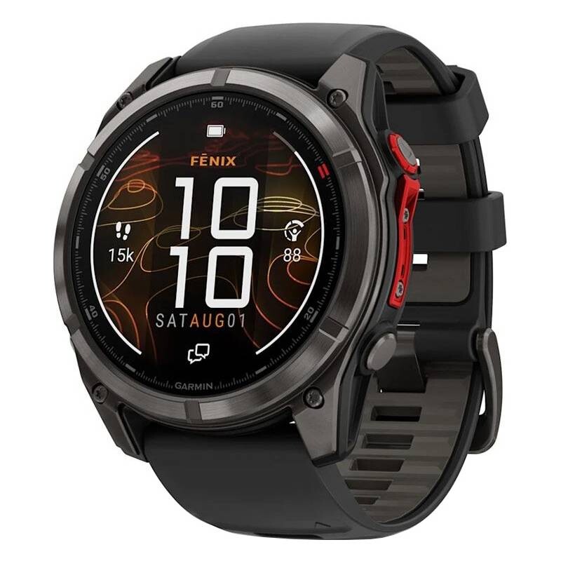 Смарт-годинник Garmin Fenix 8 51mm MicroLED Sapphire Titanium Carbon Gray with Black and Pebble Grey Silicone Band (010-03380-05)