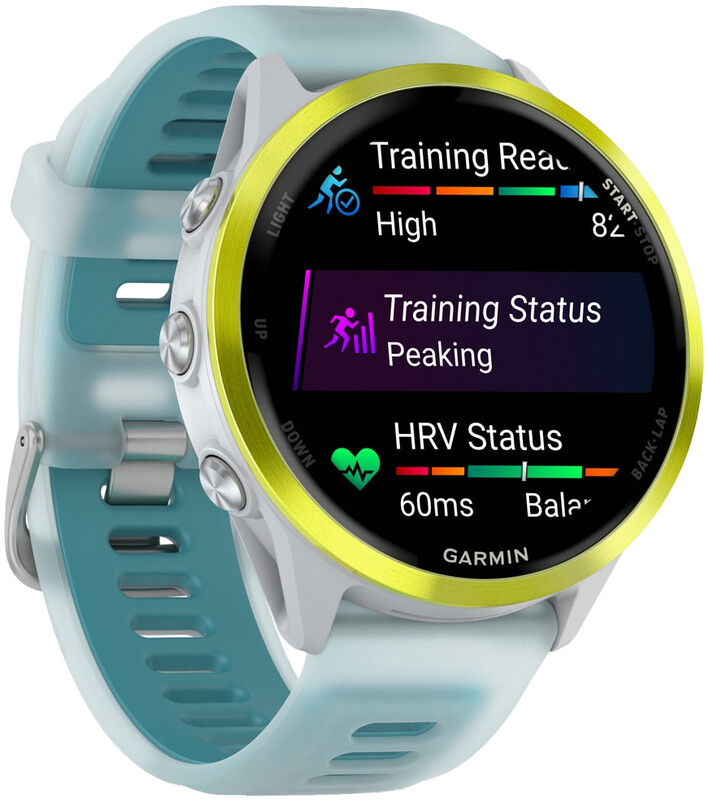 Смарт-годинник Garmin Forerunner 570 47mm Yellow Aluminum with Translucent Whitestone/Turquoise Band (010-02971-01)