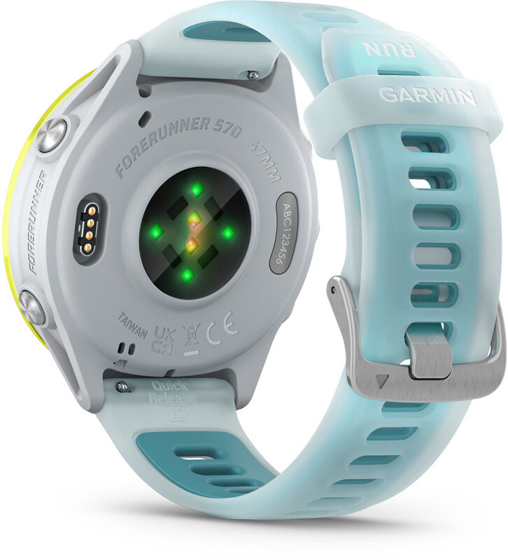 Смарт-годинник Garmin Forerunner 570 47mm Yellow Aluminum with Translucent Whitestone/Turquoise Band (010-02971-01)