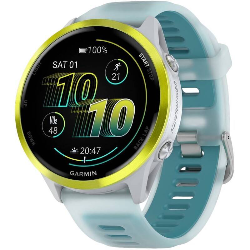Смарт-годинник Garmin Forerunner 570 47mm Yellow Aluminum with Translucent Whitestone/Turquoise Band (010-02971-01)