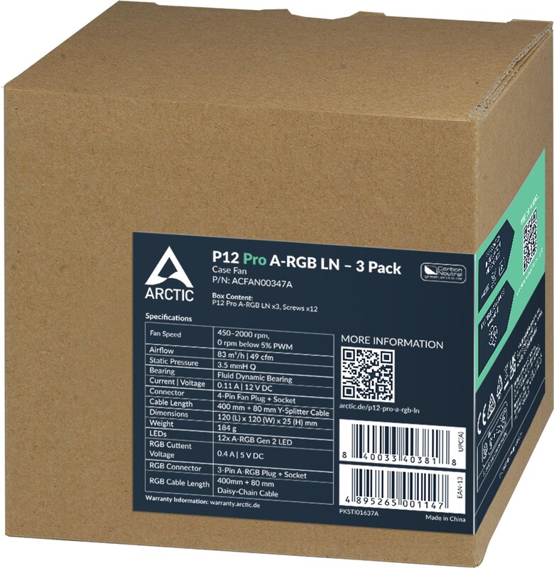 Вентилятор ArcticP12 Pro A-RGB LN – 3 Pack (ACFAN00347A)