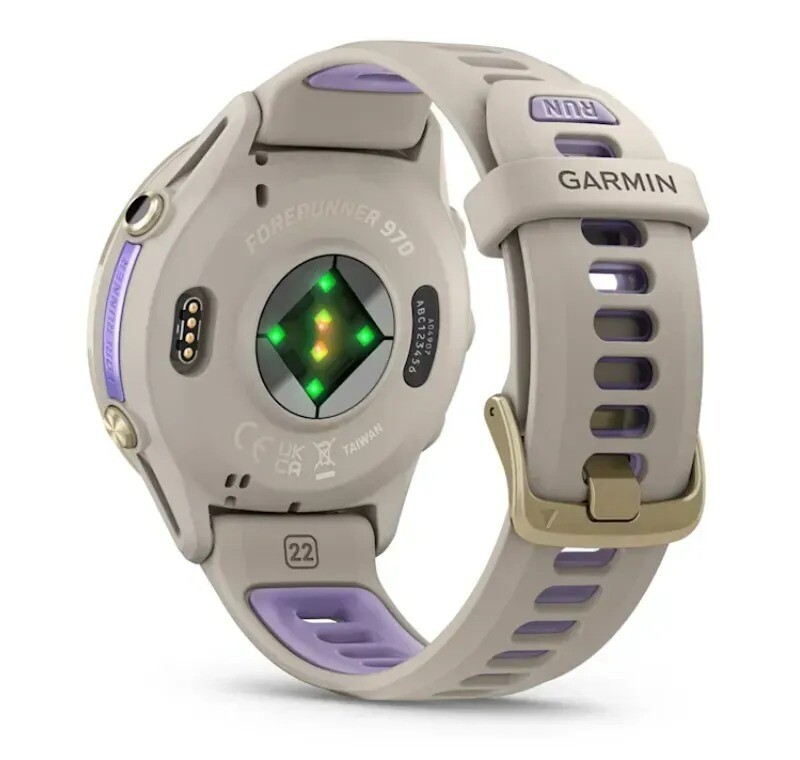 Смарт-годинник Garmin Forerunner 970 French Gray Soft Gold Titanium with French Gray/Translucent Indigo Silicone with Soft Gold Buckle (010-02969-12)