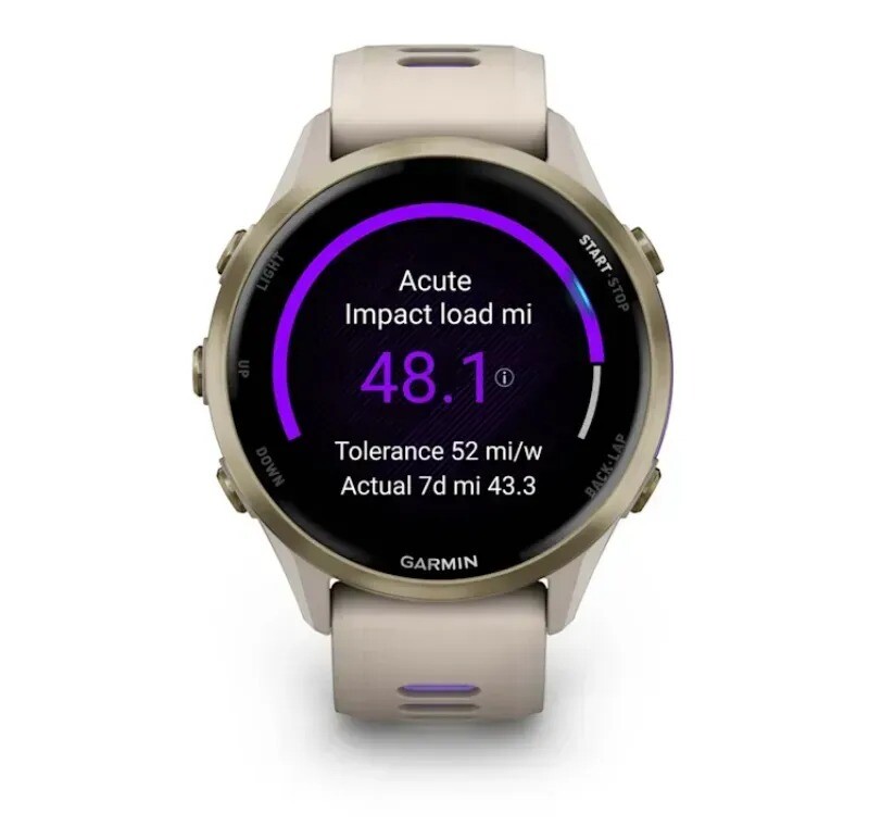 Смарт-годинник Garmin Forerunner 970 French Gray Soft Gold Titanium with French Gray/Translucent Indigo Silicone with Soft Gold Buckle (010-02969-12)