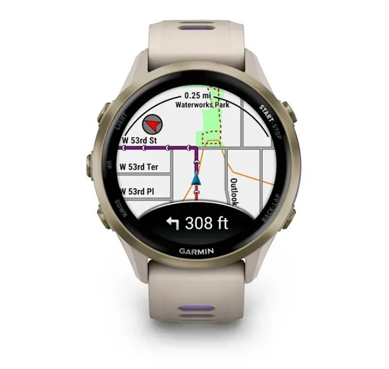 Смарт-годинник Garmin Forerunner 970 French Gray Soft Gold Titanium with French Gray/Translucent Indigo Silicone with Soft Gold Buckle (010-02969-12)