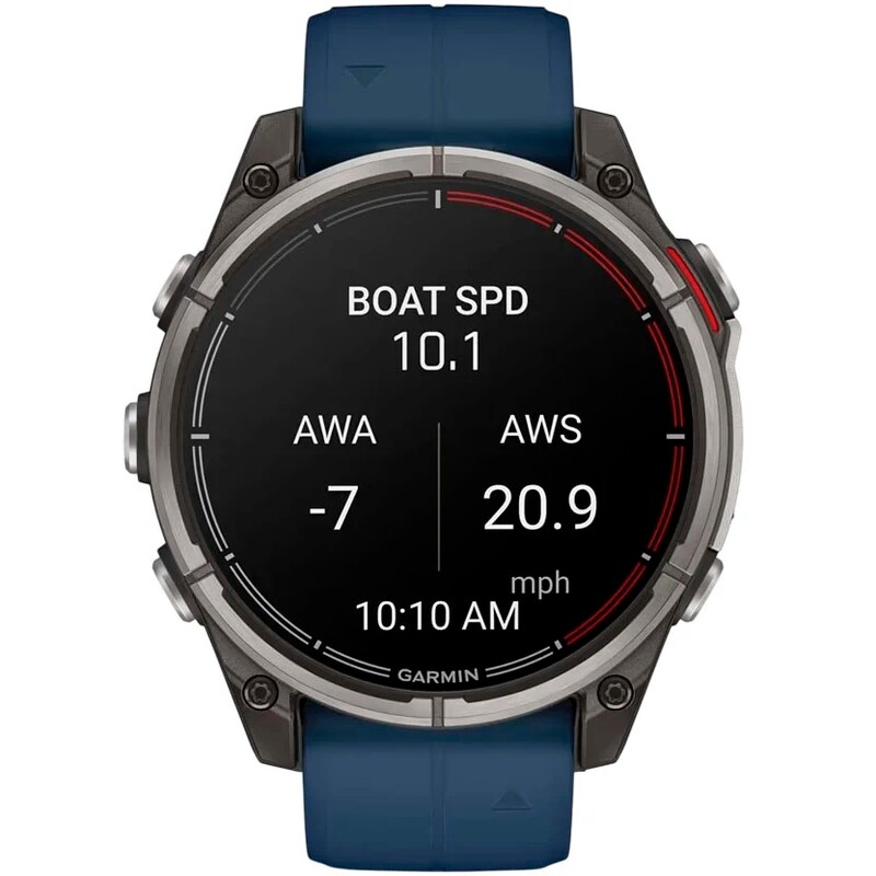 Смарт-годинник Garmin Quatix 8 47 mm AMOLED Marine Titanium Gray with Blue Silicone Band (010-02904-51)