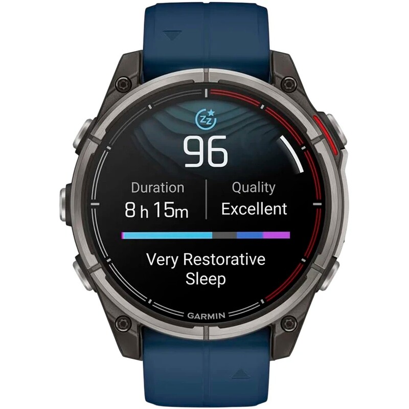 Смарт-годинник Garmin Quatix 8 47 mm AMOLED Marine Titanium Gray with Blue Silicone Band (010-02904-51)
