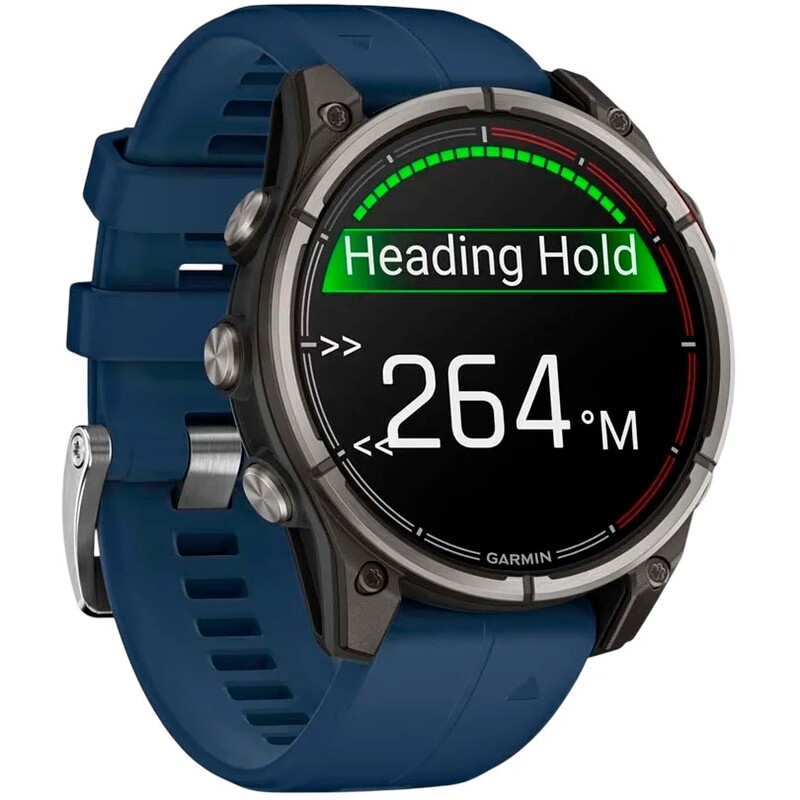 Смарт-годинник Garmin Quatix 8 47 mm AMOLED Marine Titanium Gray with Blue Silicone Band (010-02904-51)