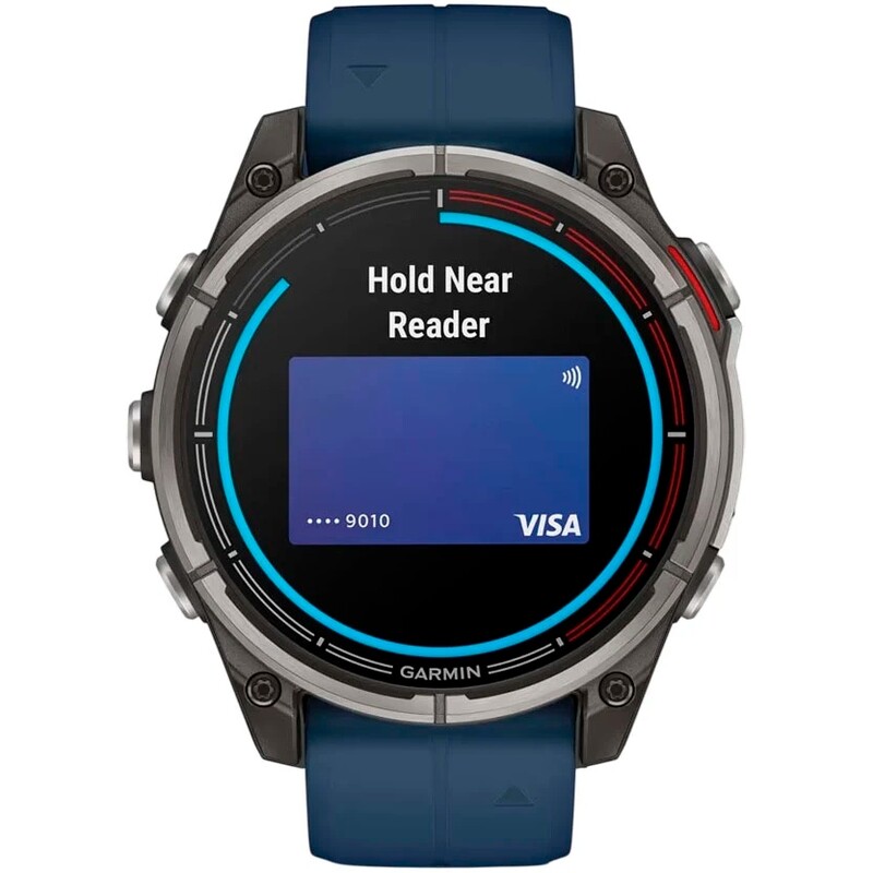 Смарт-годинник Garmin Quatix 8 47 mm AMOLED Marine Titanium Gray with Blue Silicone Band (010-02904-51)