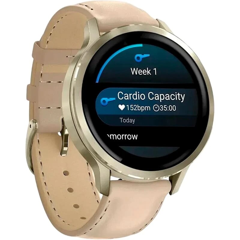 Смарт-часы Garmin Venu 4 41mm Lunar Gold with Bone Light Sand Leather Band (010-03013-03)