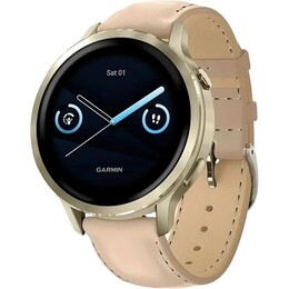 Смарт-часы Garmin Venu 4 41mm Lunar Gold with Bone Light Sand Leather Band (010-03013-03)