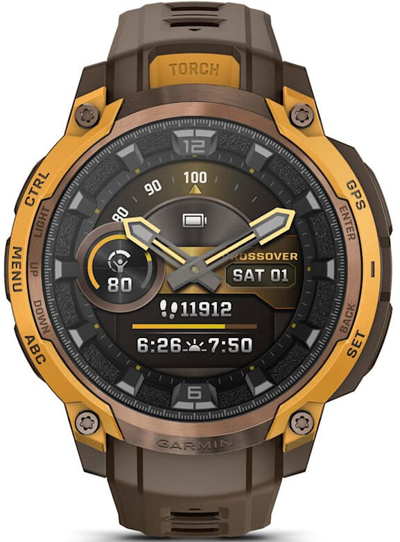 Смарт-годинник Garmin Instinct Crossover AMOLED Bronze Sunburst with Brown Yellow Silicone (010-03398-01)